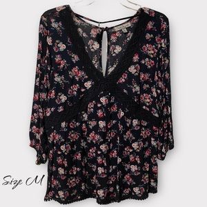 NWT. -  Crave Fame by Almost Famous navy blue floral top, M
